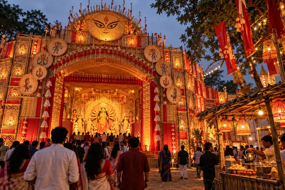 Editorial depiction of Pandal Hopping & Community Building – More Than Just Another Festival