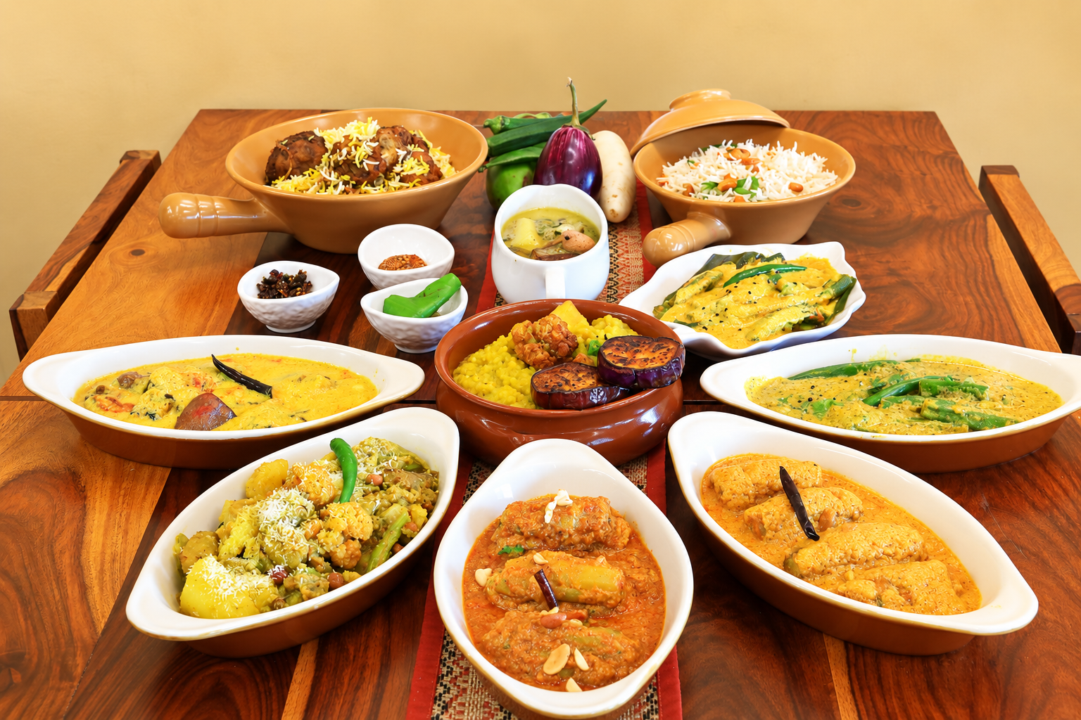 A spread of Bengali dishes